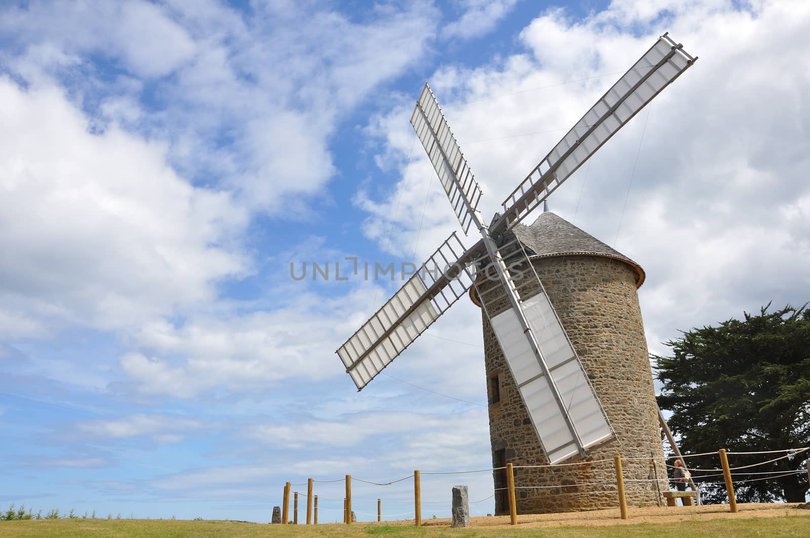 windmill in the countryside, France. miller's habitat for making flour