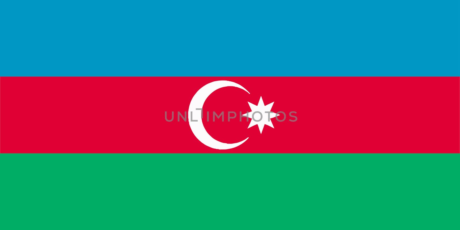 The flag of Azerbaijan in blue red and green