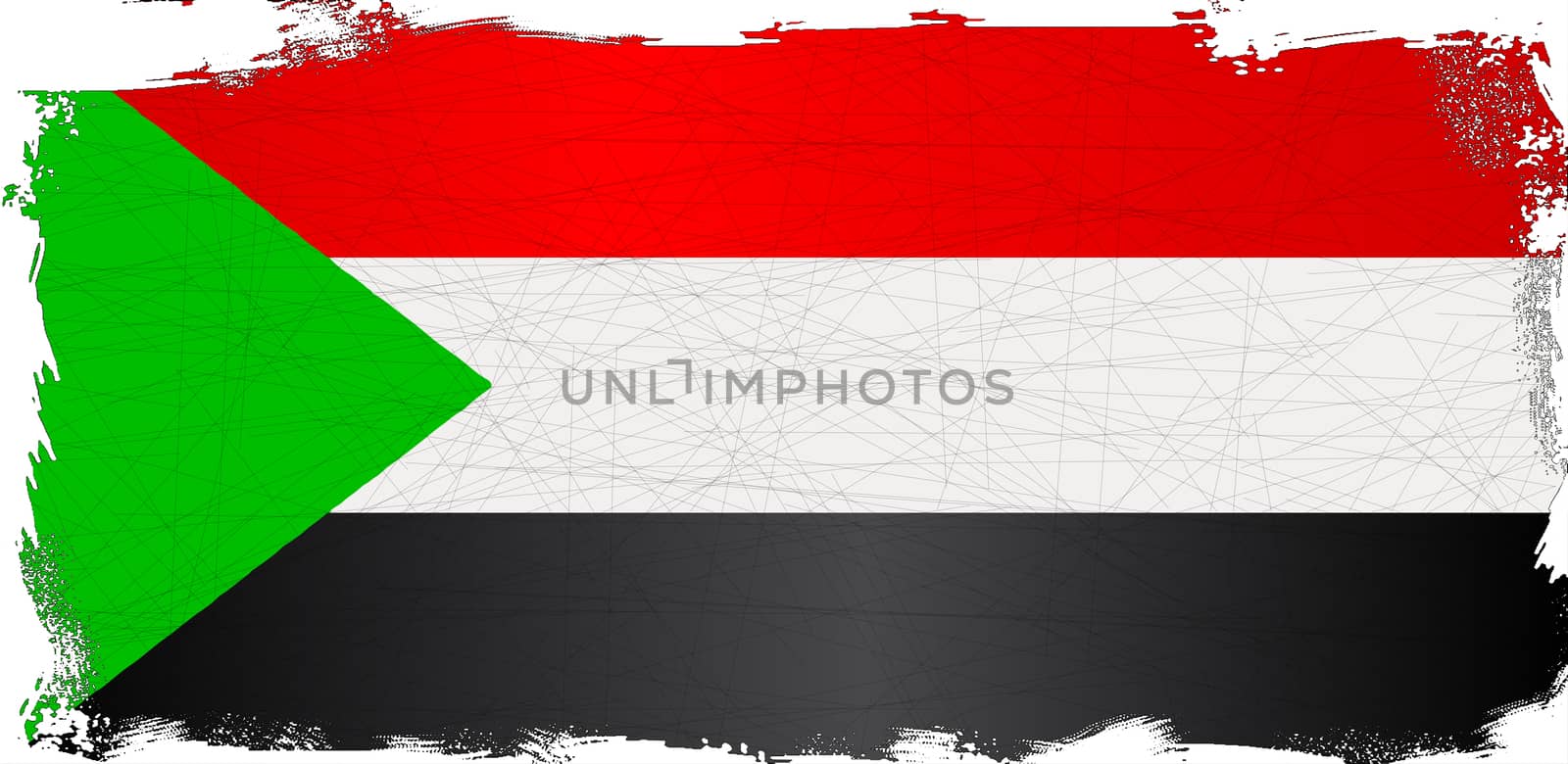 Sudan Flag Grunge by Bigalbaloo