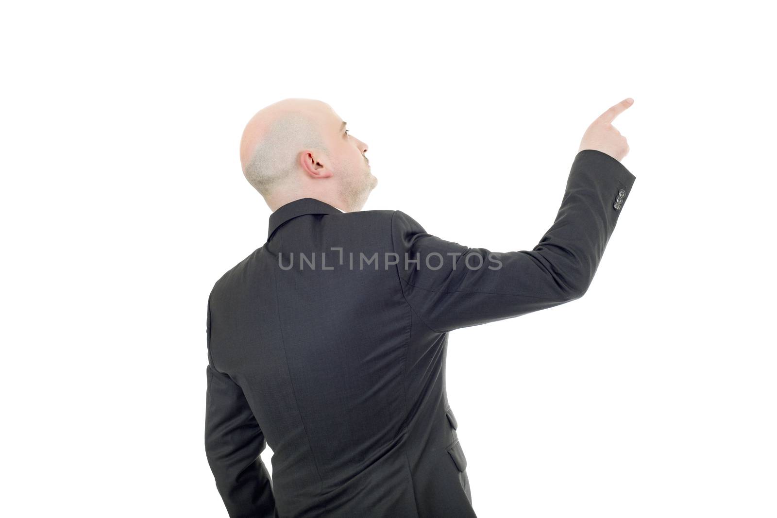 business man pointing, isolated on white