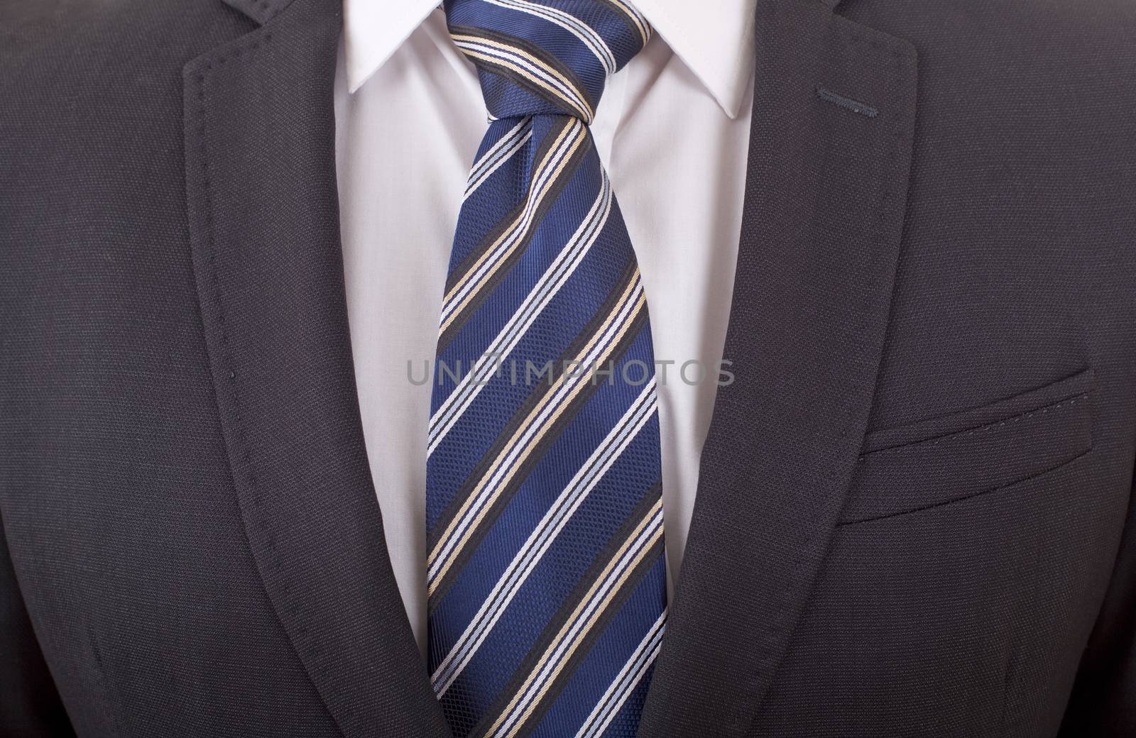 Business Power, Detail closeup - jacket men's, shirt with a blue tie
