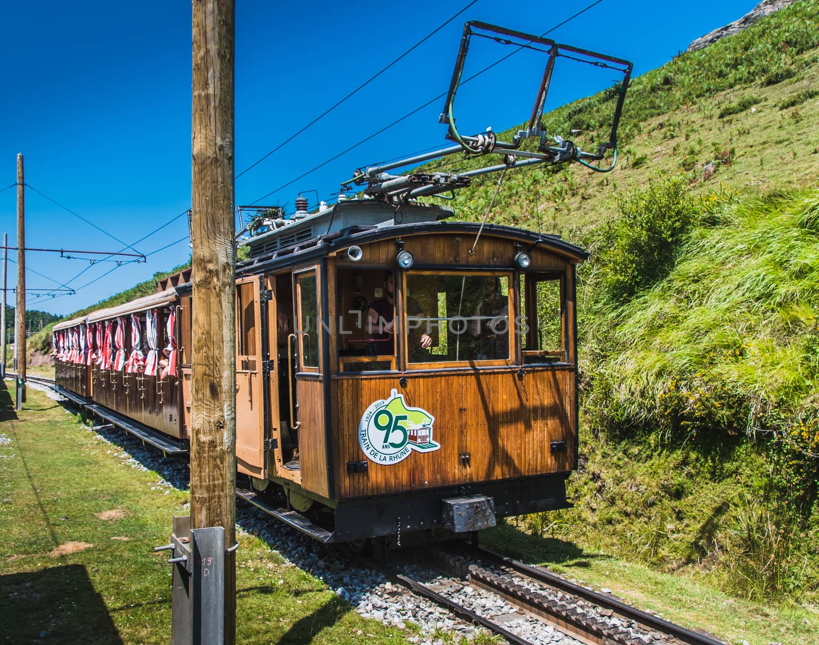 The Rhune cog train in the Pyrénées-Atlantique in France