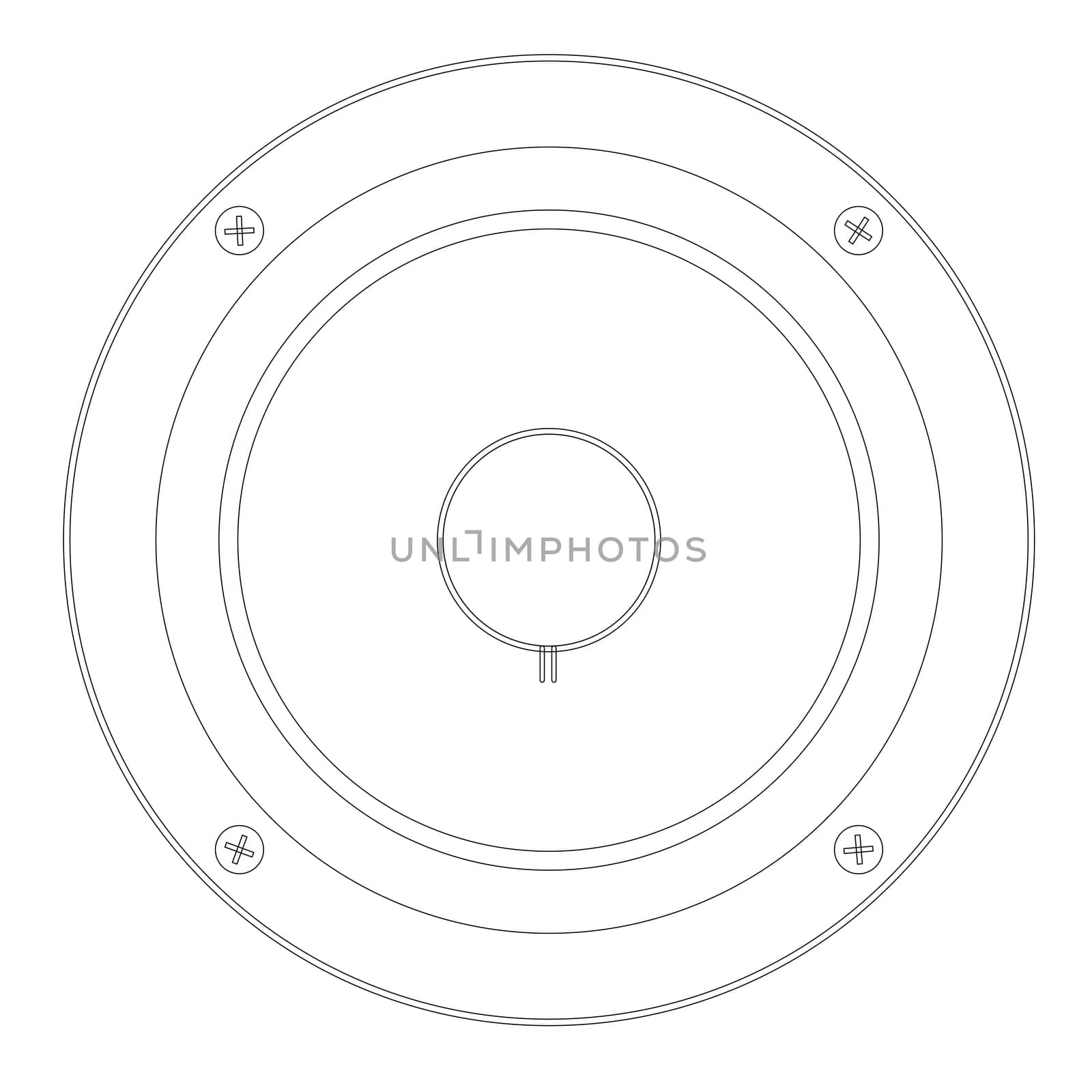 Outline drawing of a typical musical amplifier speaker