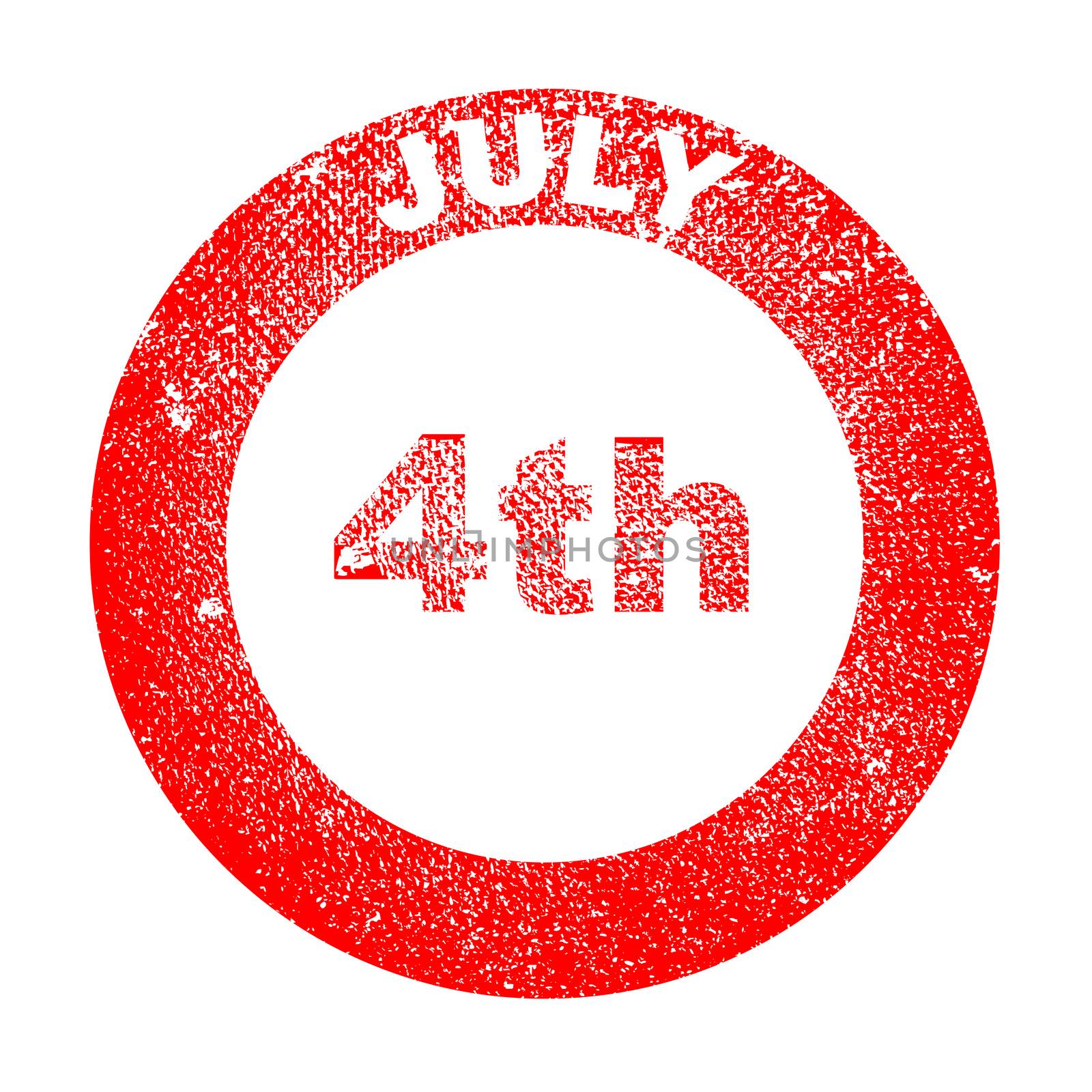 A 4th July red in stamp over a white background