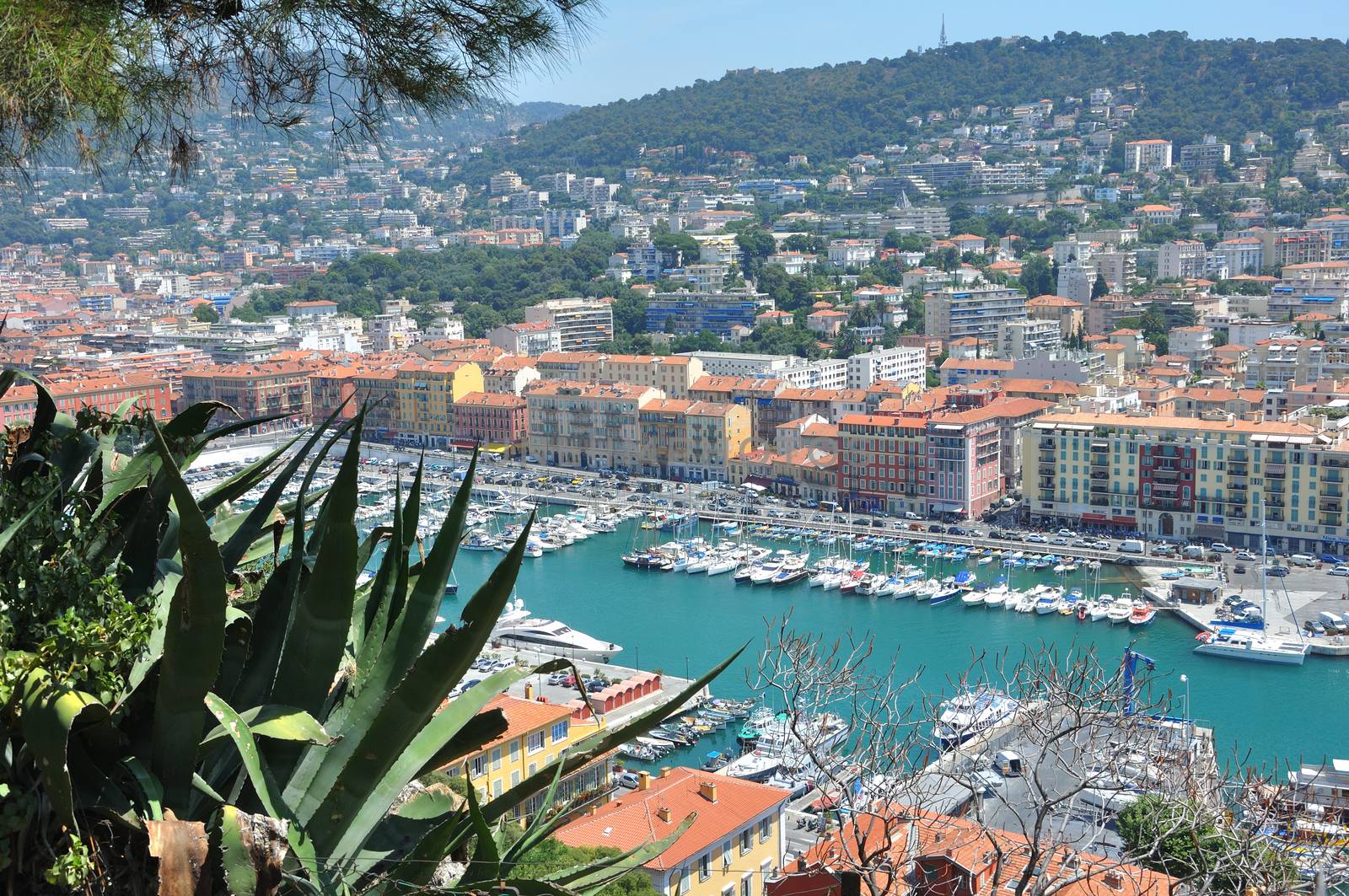 view of the city of Nice in the Maritime Alps, France. beautiful bright color in this city under Italian influence