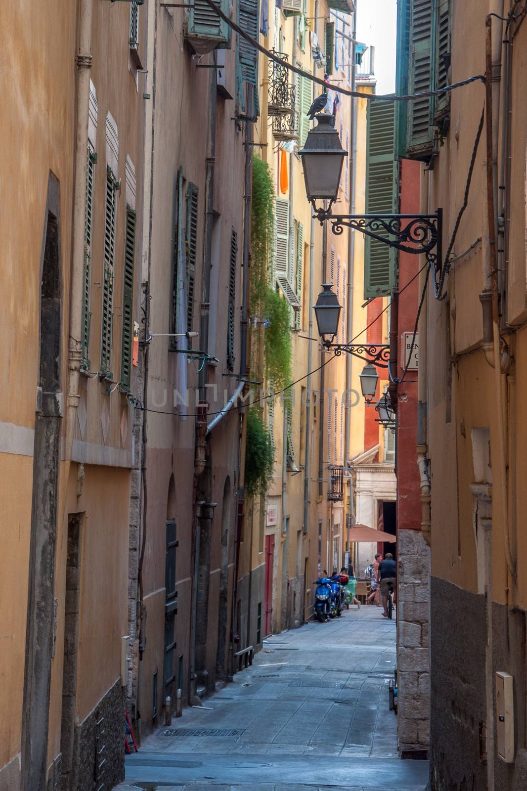 view of the city of Nice in the Maritime Alps, France. beautiful bright color in this city under Italian influence