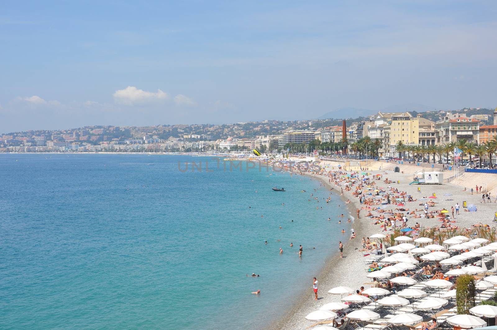 view of the city of Nice in the Maritime Alps, France. beautiful bright color in this city under Italian influence