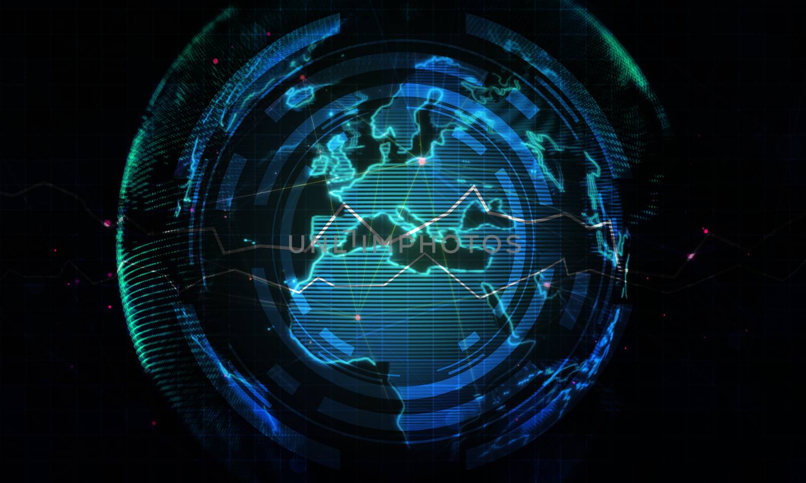 Cyber world network background.Global business technology.Digital world map presentation concept. by ArtTist