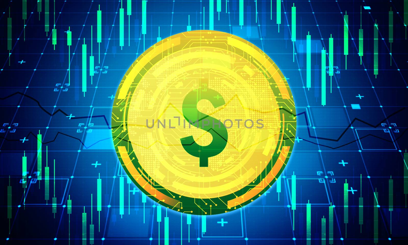 US Dollar digital stock trading background.Financial business concept. by ArtTist