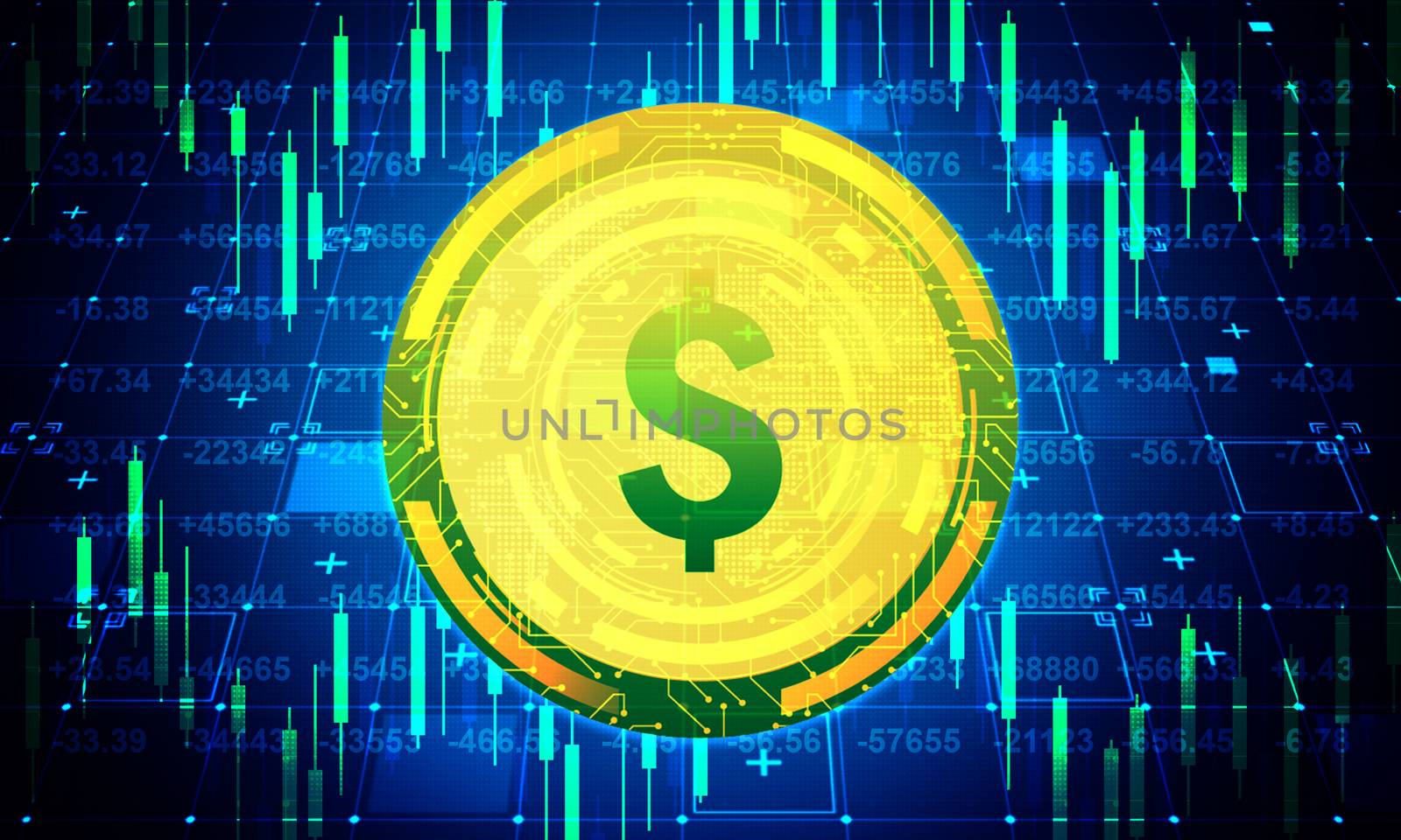 US Dollar digital stock trading background.Financial business concept. by ArtTist