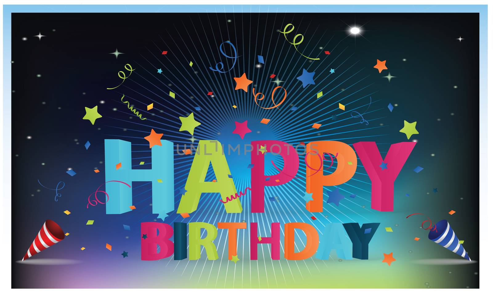 birthday party celebration on rainbow background