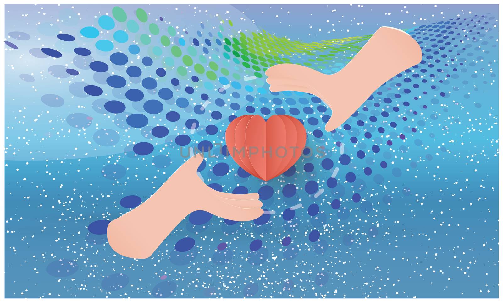 hands taking care of heart on abstract background by aanavcreationsplus