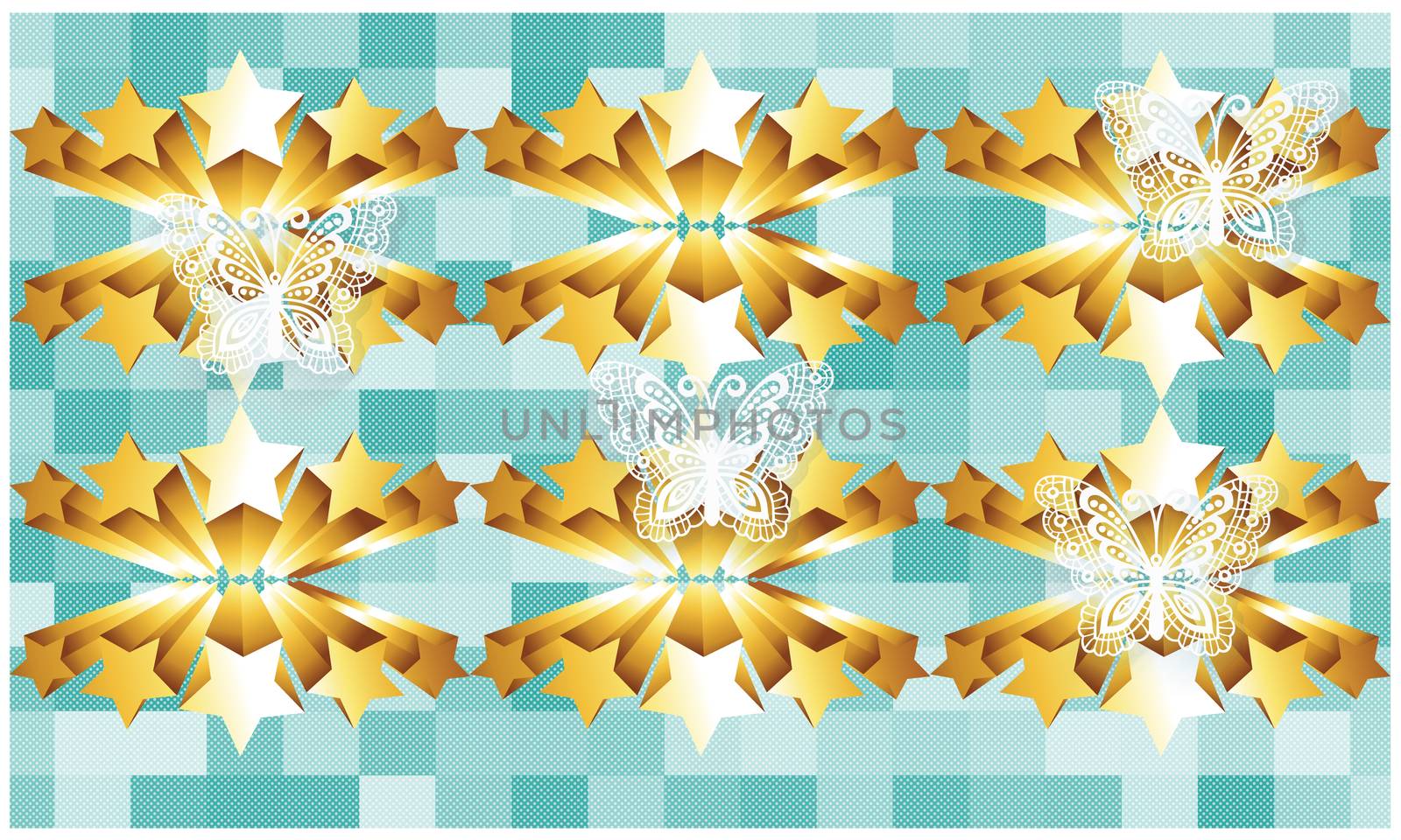 shining stars with butterfly on background grunge