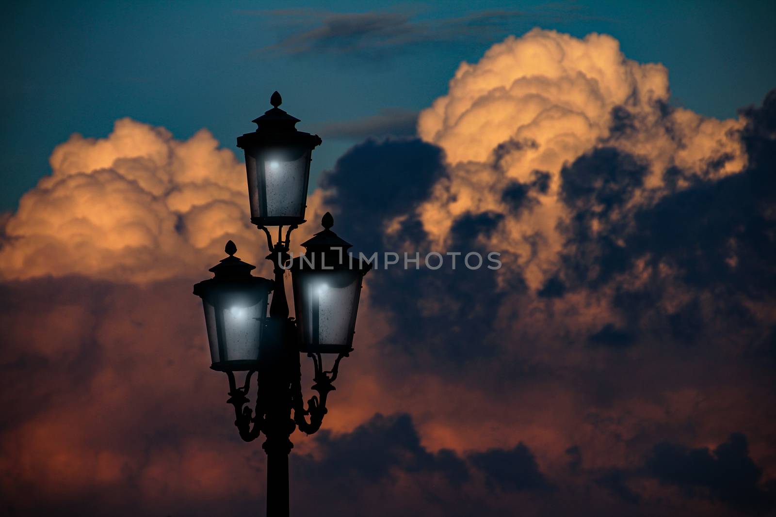 the quite before the storm - storms clouds at sunset in Venice