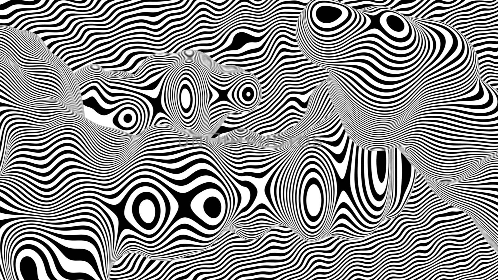 Black and white pop art wavy lines and spots by klss