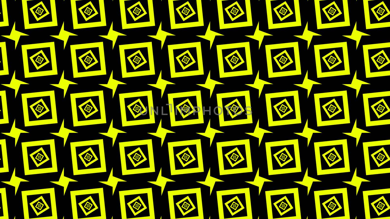 Wonderful 3d illustration of the rows of yellow squares with four-angle stars crating illusion. They look cheerful, fine and childish.