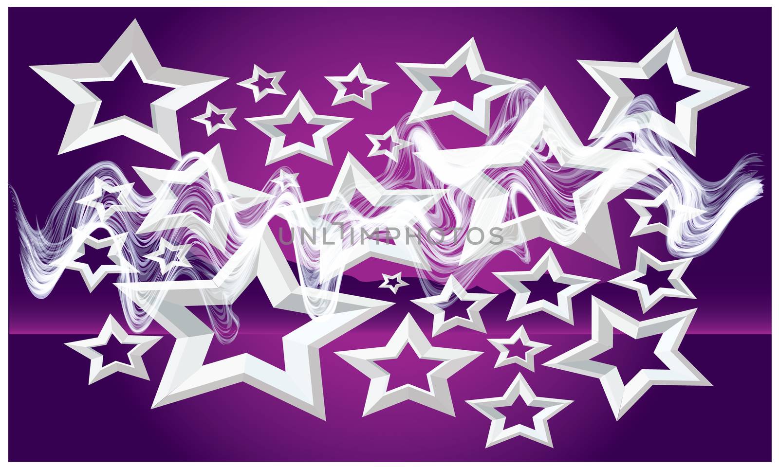 Collection of stars on purple waves background by aanavcreationsplus