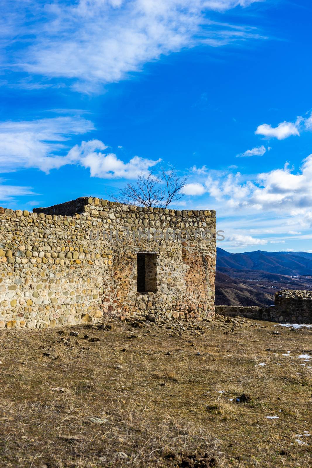 Famous georgian travel  landmark Manavi castle in winter time