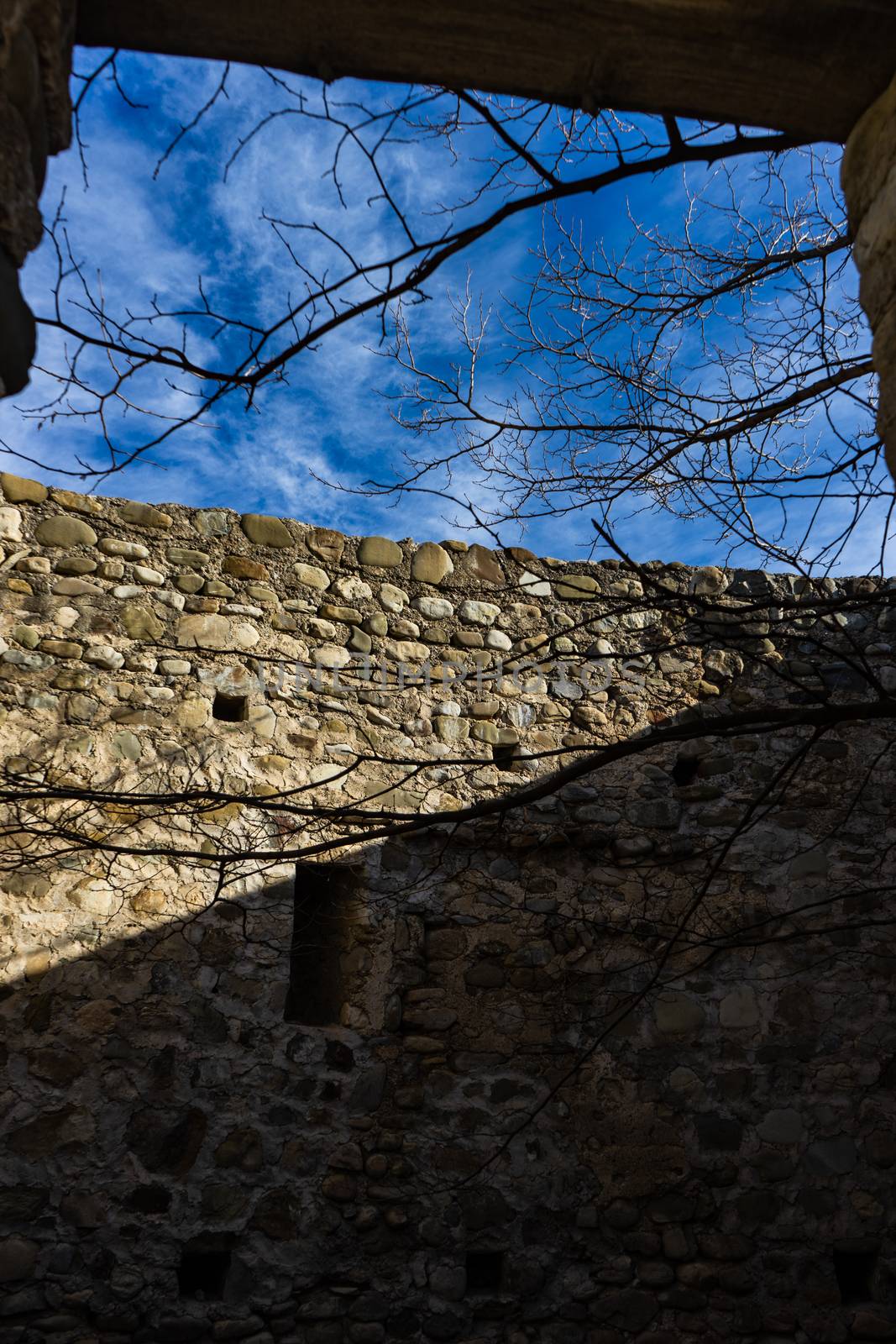 Famous georgian travel  landmark Manavi castle in winter time