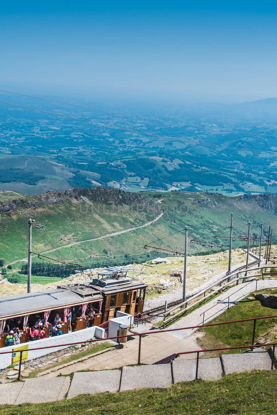 The Rhune cog train in the Pyrénées-Atlantique in France