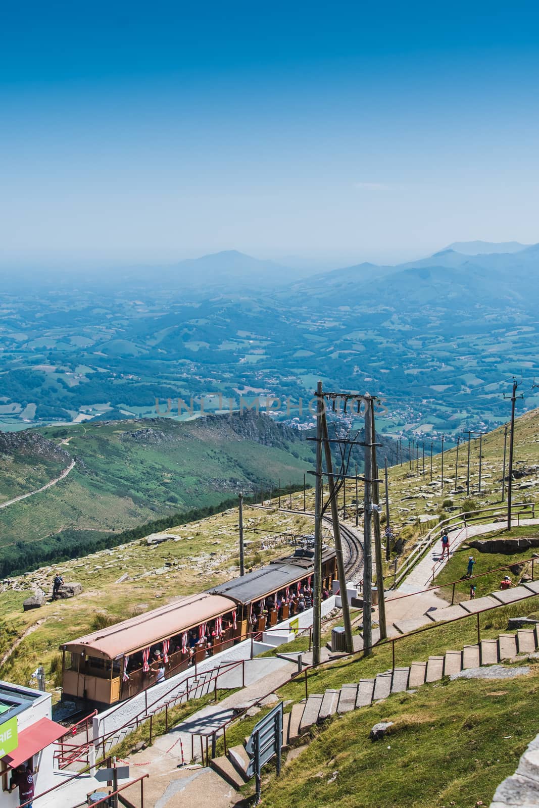 The Rhune cog train in the Pyrénées-Atlantique in France