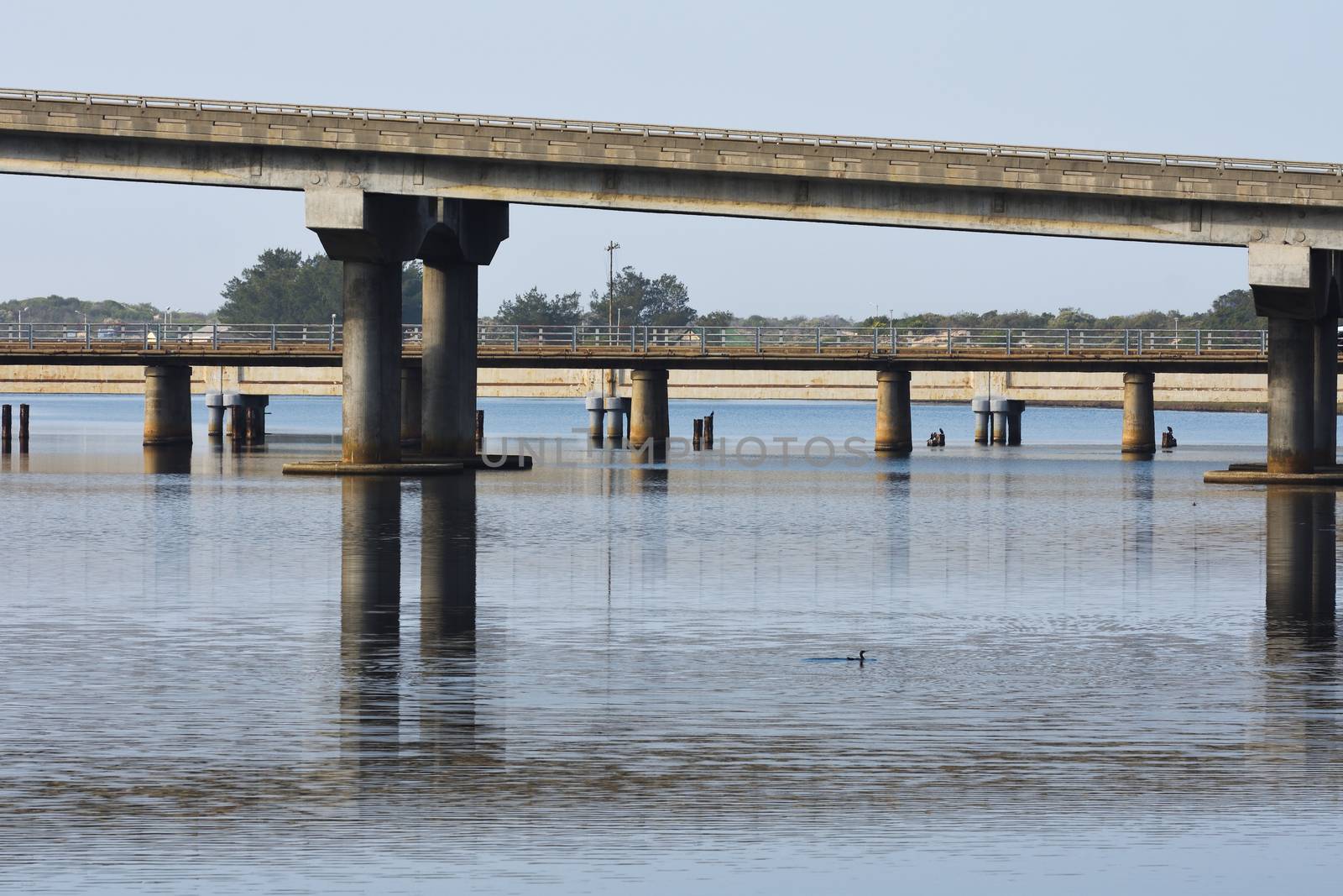 Various bridges passing over the water at Great Brak River, Mossel Bay, South Africa