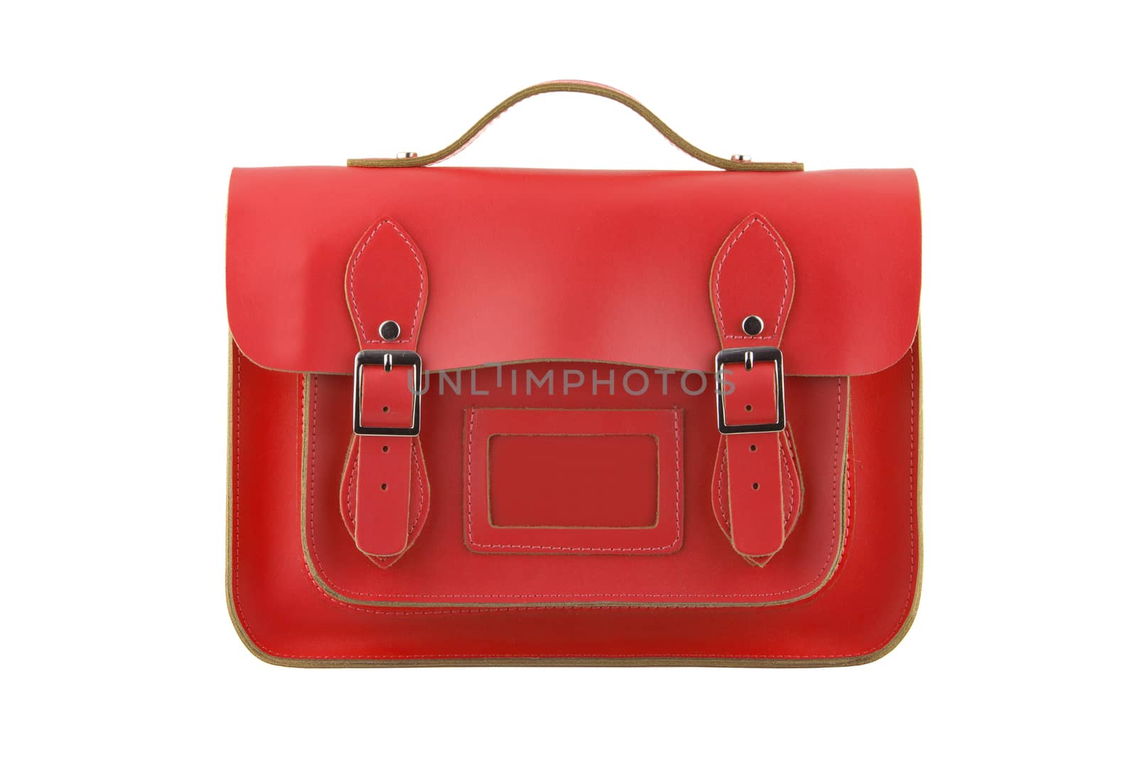 Red Satchel isolated on a white background with clipping path
