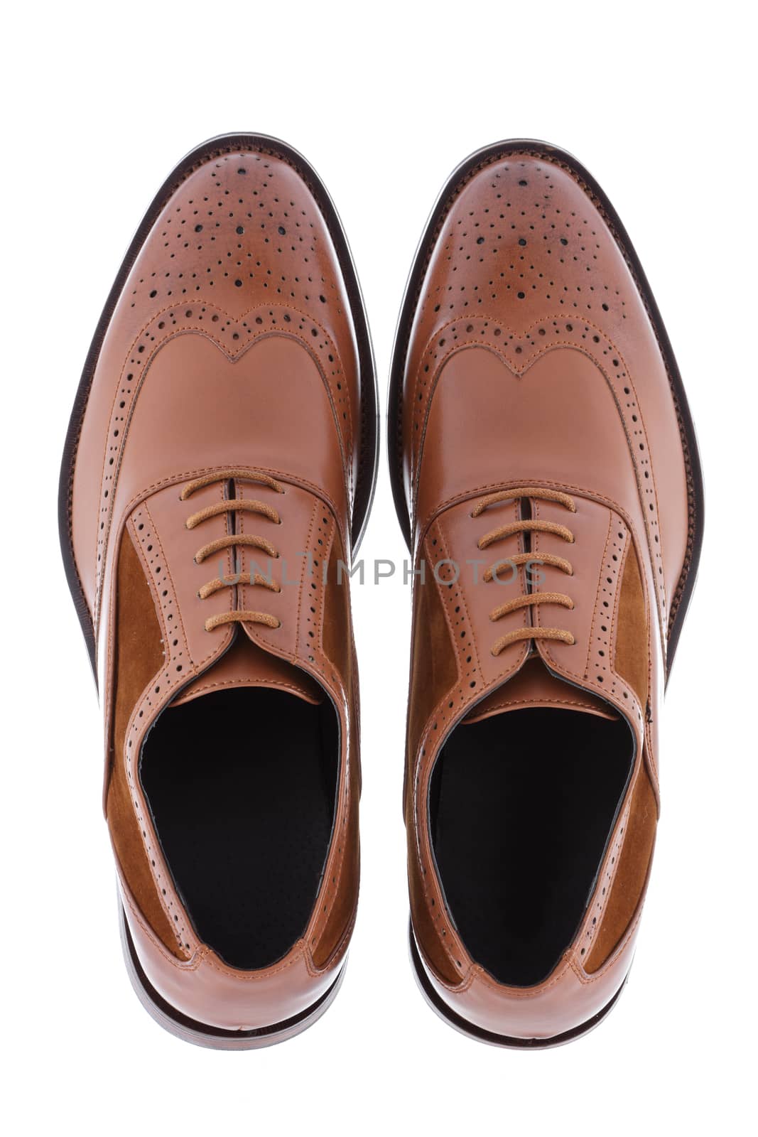 Men's brown shoes isolated on a white background