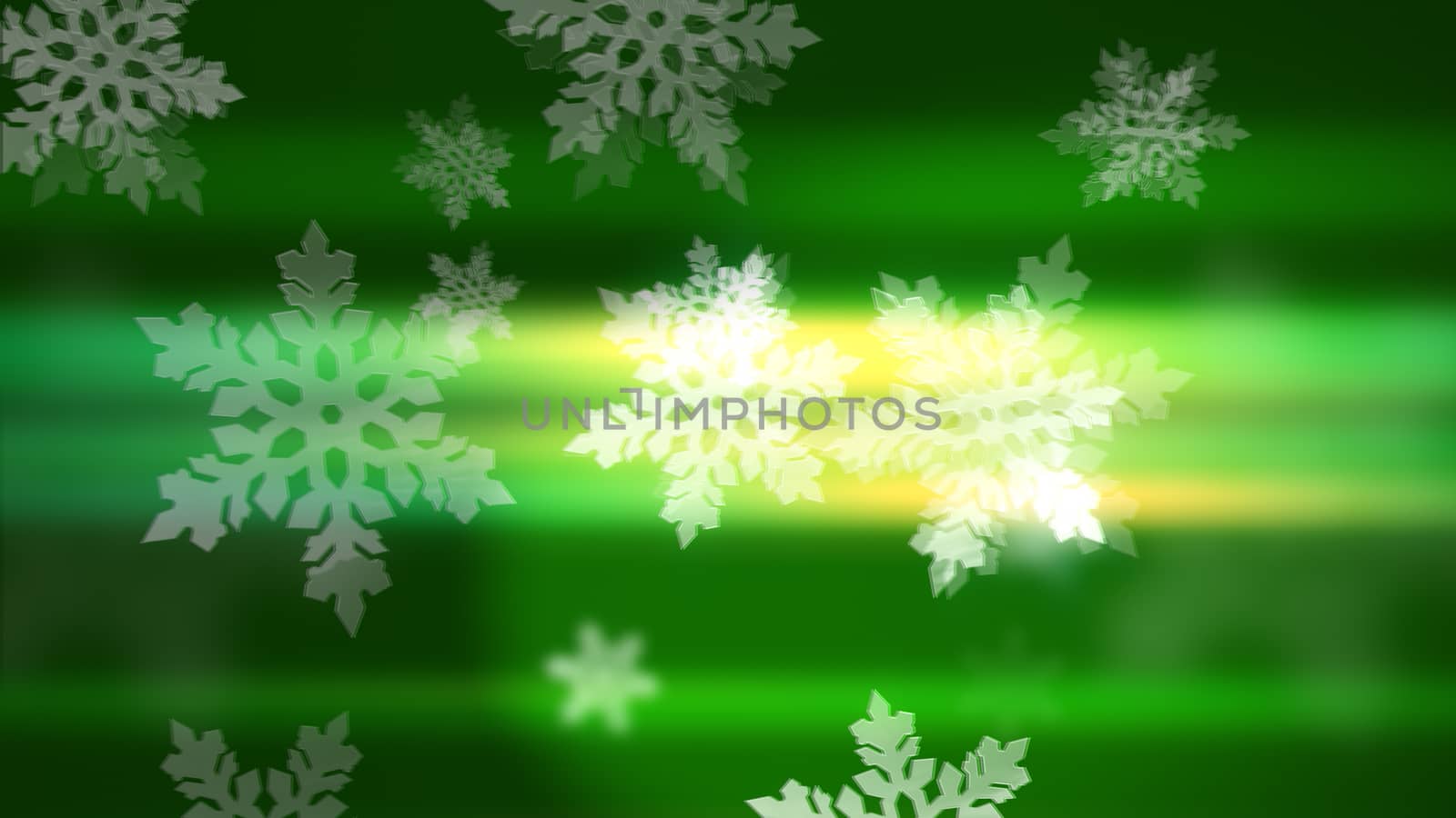 Merry Christmas and Happy New Year background. Snowflakes on the green background. 