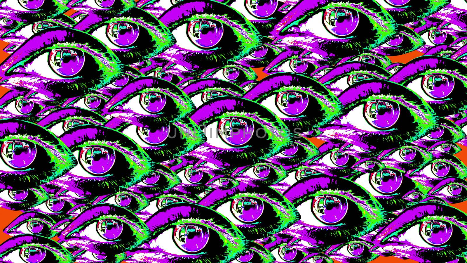 A pile of pop-art human eyes. 3d illustration.