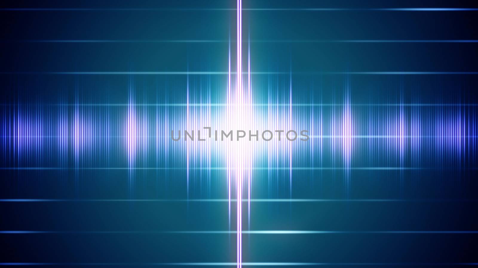 Abstract digital sound wave on the striped background with light signals. Rave music concept. 2d illustration.