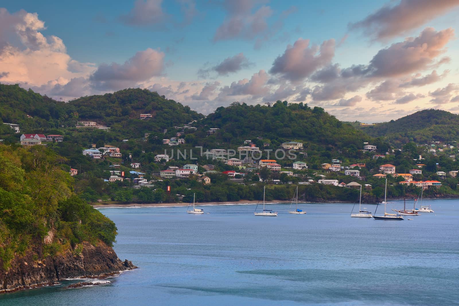 Sailboats in Harbor of St Kitts by dbvirago