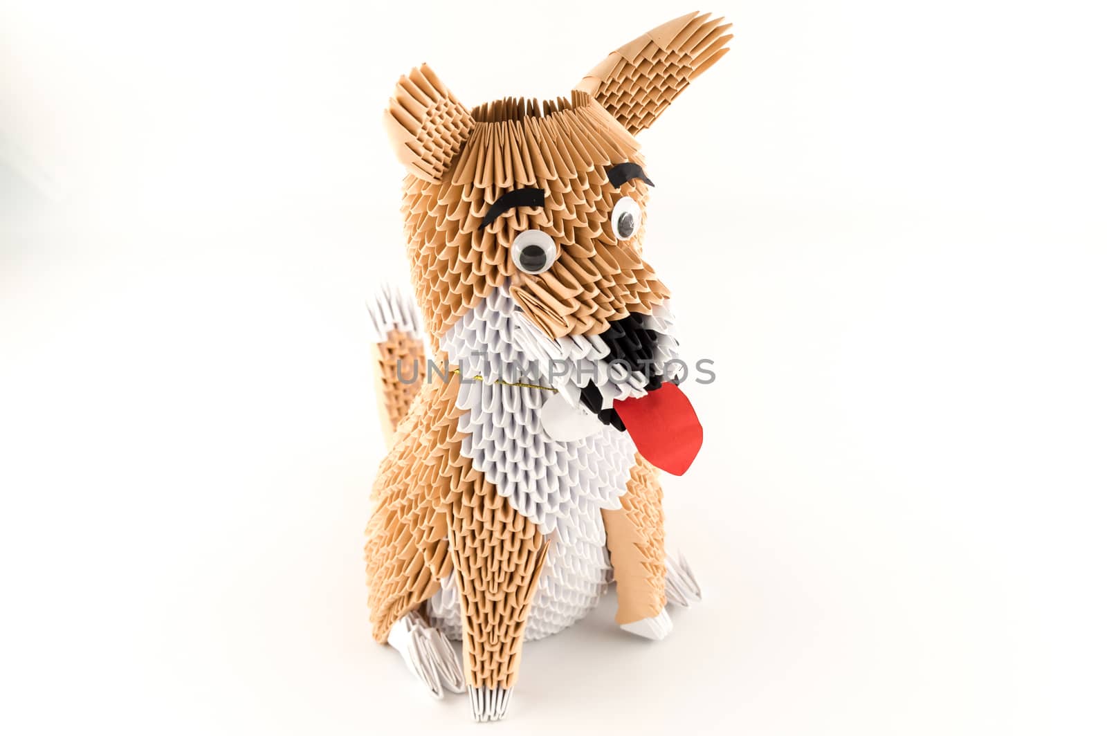 Dog sitting sticking out origami  by Philou1000