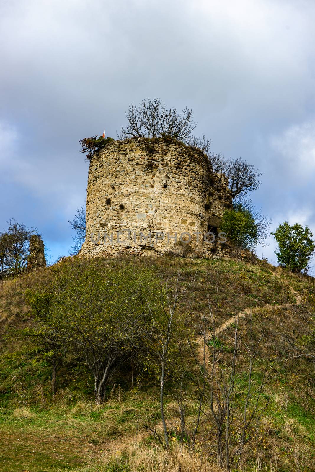 Famous Bochorma castle town ruins in Caucasus mountain in Georgia