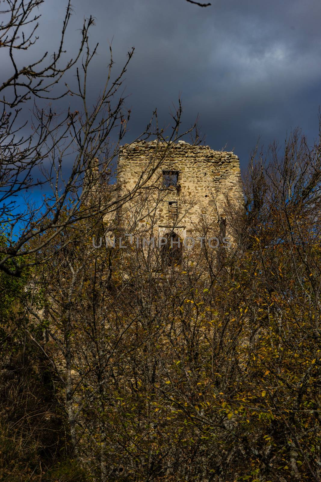 Famous Bochorma castle town ruins in Caucasus mountain in Georgia