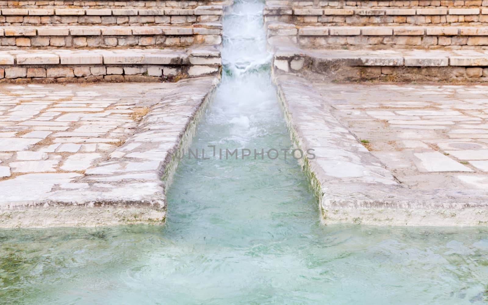 Hot spring water flows through Pamukkale, southwestern Turkey.  The site is a UNESCO World Heritage Site.