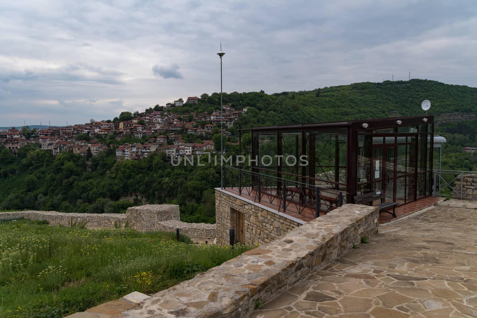 Funicular station in Trapezitsa fortress ruins. Veliko Tarnovo in Bulgaria.