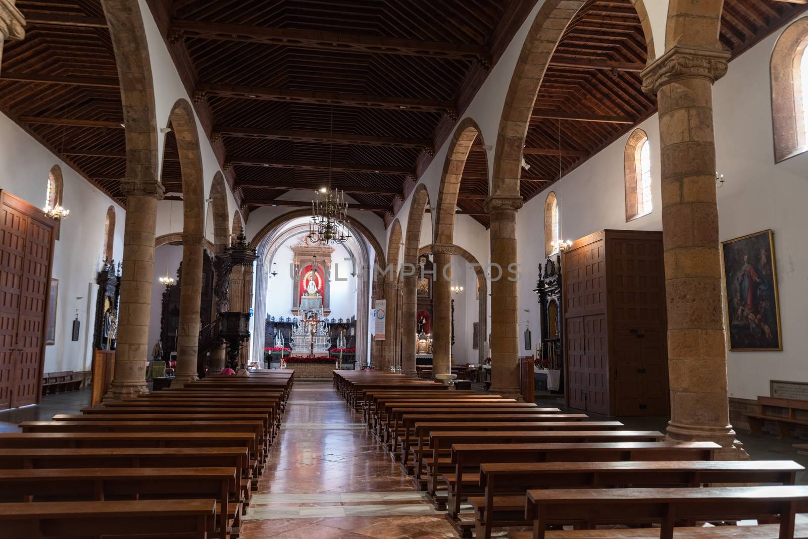 San Cristobal de La Laguna, Spain - January 16, 2020:  Interior of Iglesia La Concepcion in San Cristobal de La Laguna. Tenerife.