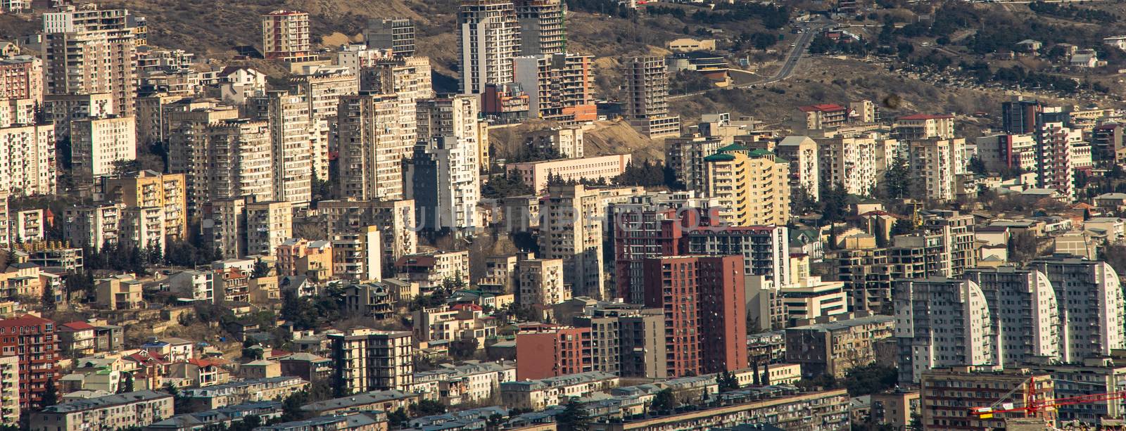 Modern downtown Vake Saburtalo area with soviet and  uptodate archiecture of Tbilisi, capital of Georgia