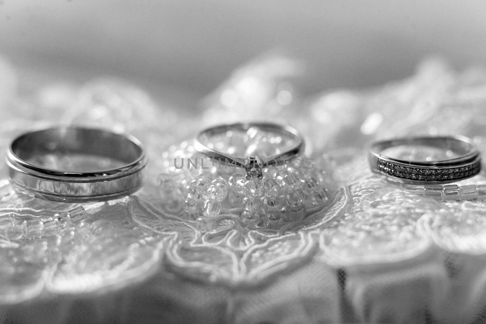 wedding rings with a wedding decor