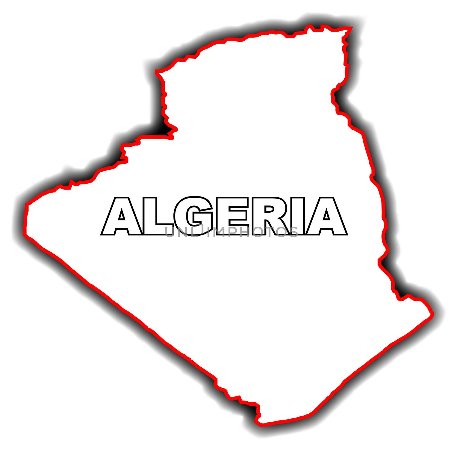 Outline map of the Arab League country of Algeria