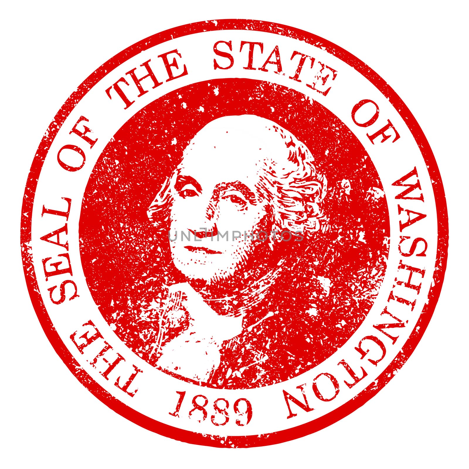 Rubber stampseal of the state of Washington on a white background