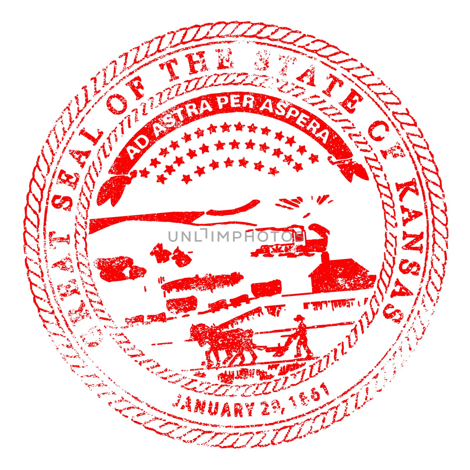 Kansas Seal Rubber Stamp by Bigalbaloo