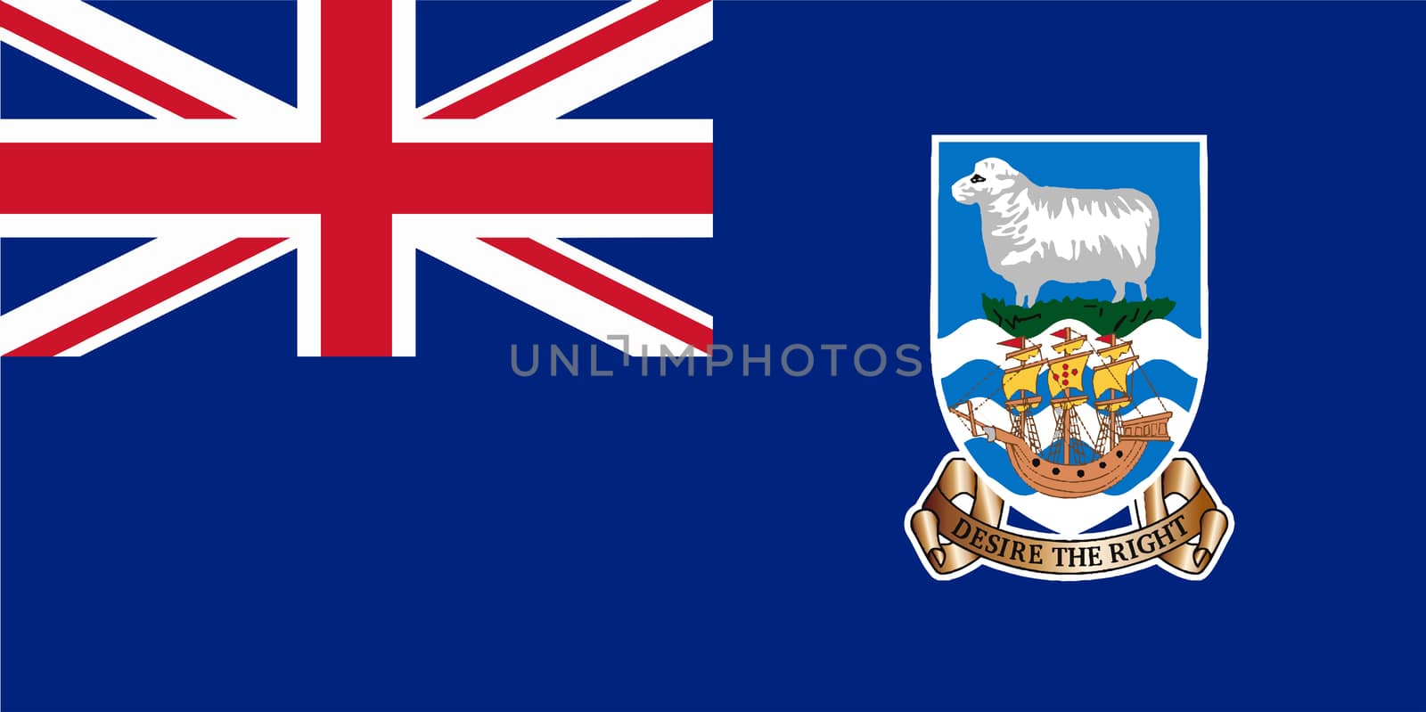 Flag of the South American country of Falkland Islands