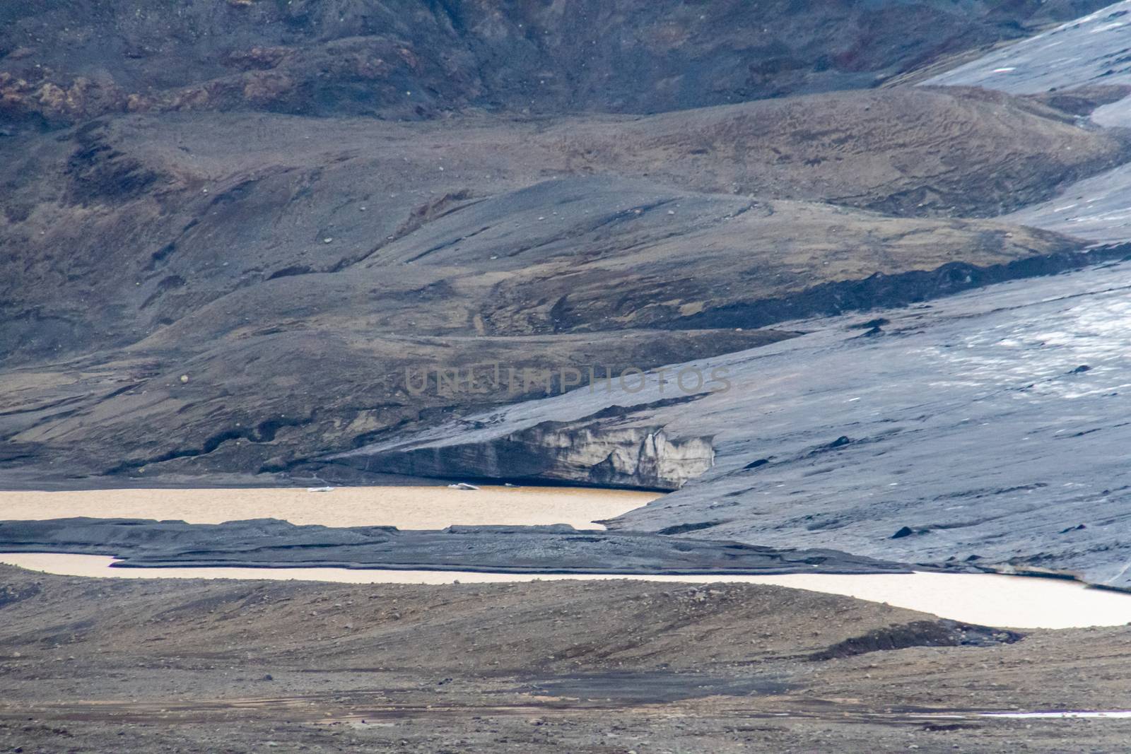 Langjokull Glacier melting ice giant dirty end of glacier covered in old volcanic ash