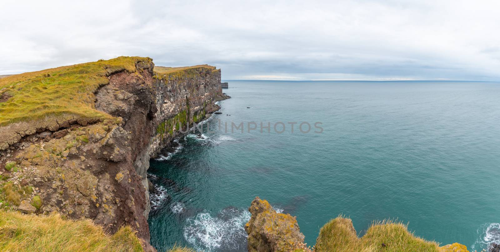 Latrabjarg in Iceland cliff coast an nesting place of millions of Atlantic puffins by MXW_Stock