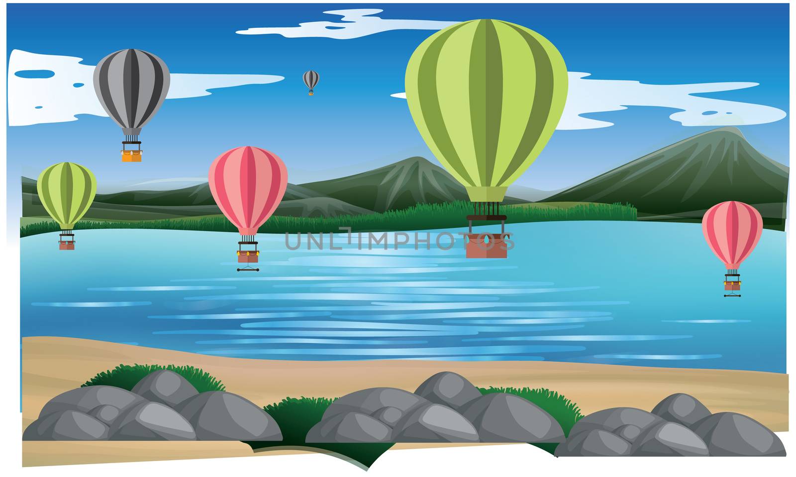 hot air balloon on beach