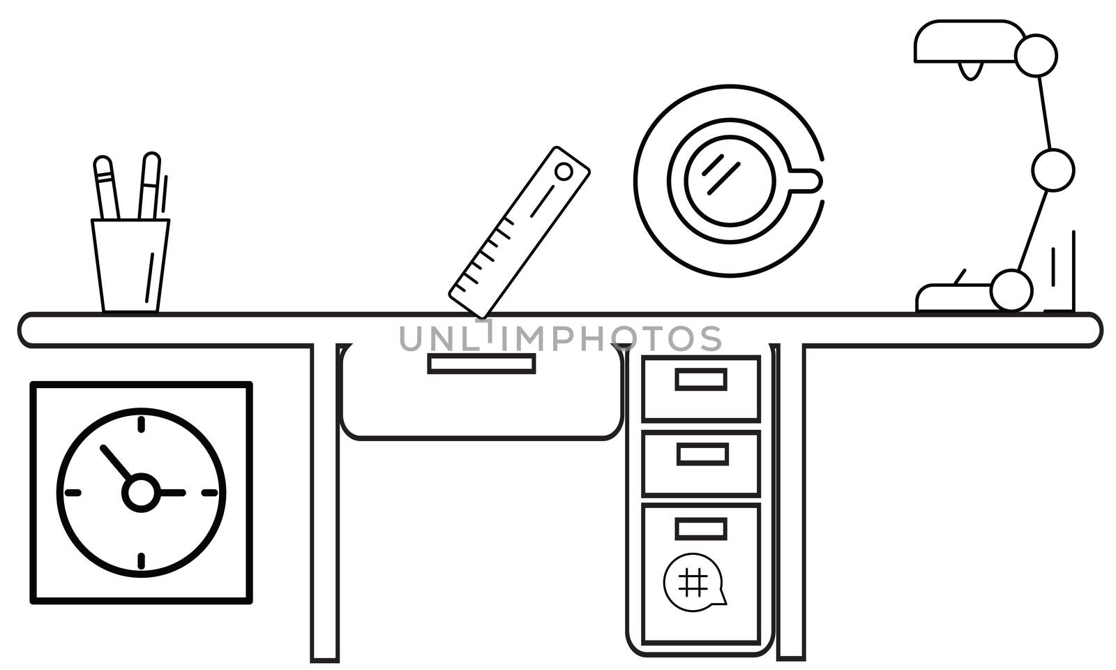 office table iwth all equipments