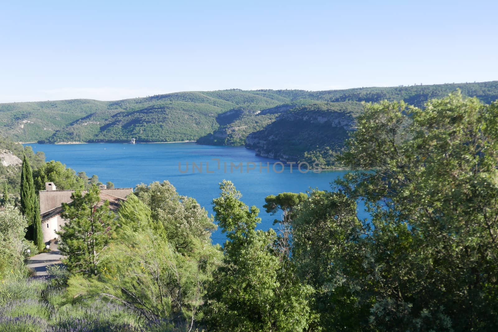 boat ride on esparron lake, France. Beautiful region of the Gorges du Verdon