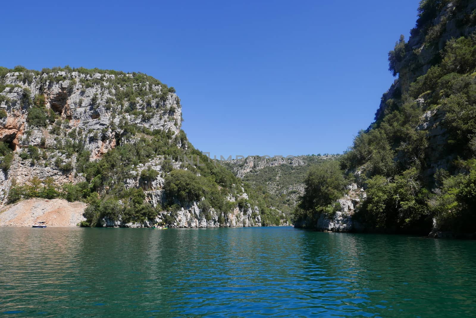 boat ride on esparron lake, France. Beautiful region of the Gorges du Verdon